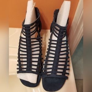 Bella Vita Holden Navy Suede Strappy Heeled Sandals Size 9 WW